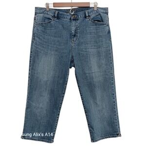 Ralph‎ Lauren Women's Capri Jeans 16 Blue Denim Stretch Classic Fit Cropped